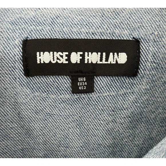 House of Holland Patchwork Denim Distressed Jean Shirt Snap size US 2 - Picture 12 of 13